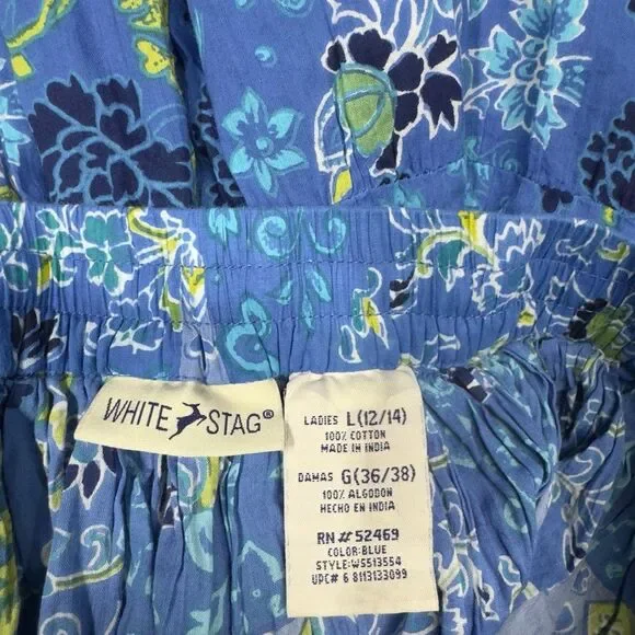 Blue Boho Tiered Skirt Large 12/14 White Stag - Picture 2 of 3